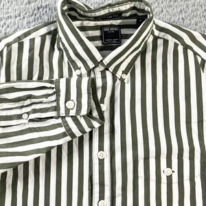 Todd Snyder Shirt Mens Medium Green White Stripe Classic Fit Button Down Cotton